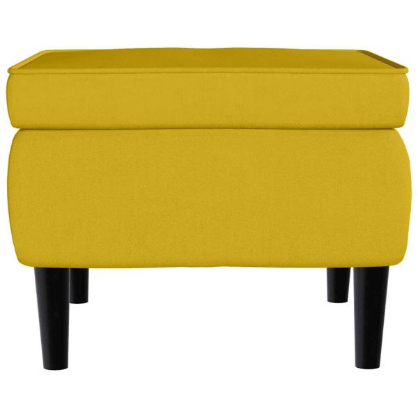 Фотьойл Wingback с табуретка, Горчица жълто, кадифе