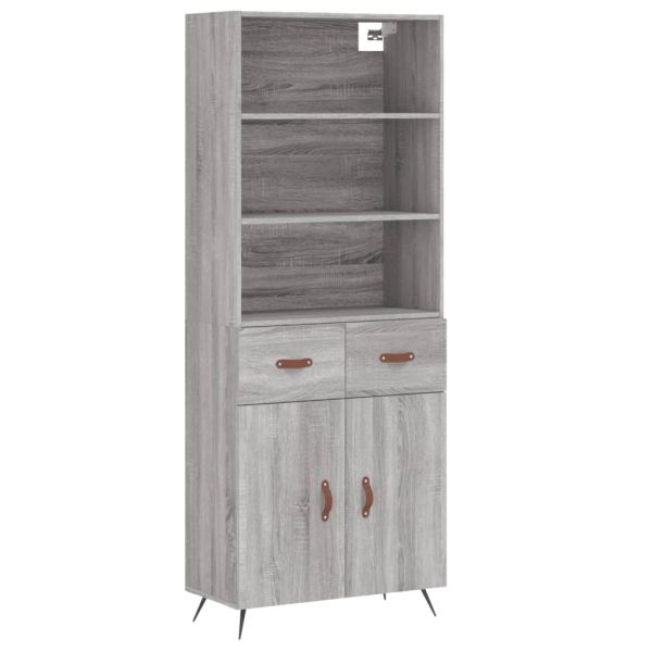 Висок шкаф, сив сонома, 69,5x34x180 см, инженерно дърво
