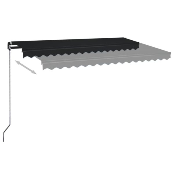 Ръчно прибиращ се сенник с LED, 450x350 см, антрацит