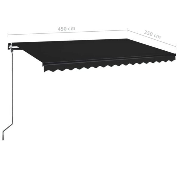 Ръчно прибиращ се сенник с LED, 450x350 см, антрацит