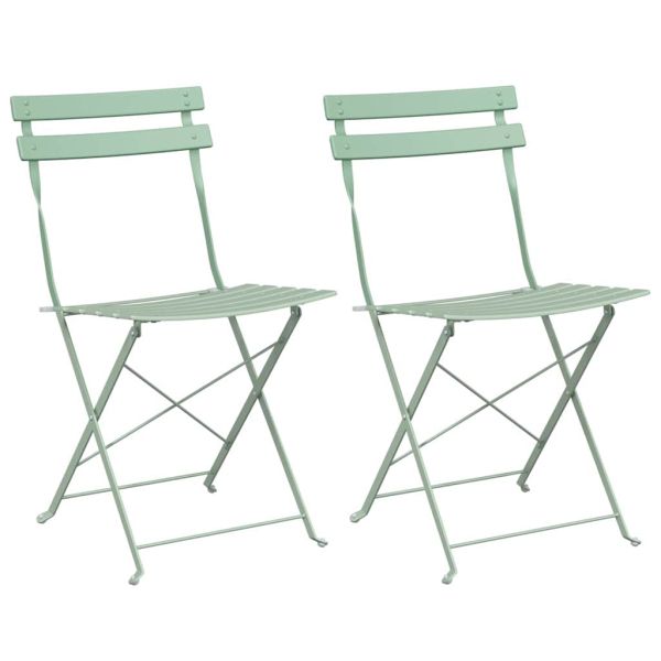 Сгъваем градински стол 2 pcs Светъл мента 42 x 46 x 82см Метал