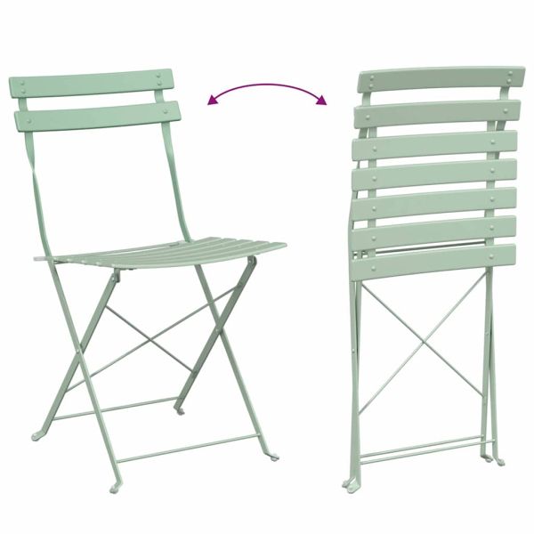 Сгъваем градински стол 2 pcs Светъл мента 42 x 46 x 82см Метал