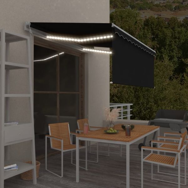 Автоматичен сенник с щора LED сензор за вятър 3x2,5 м антрацит