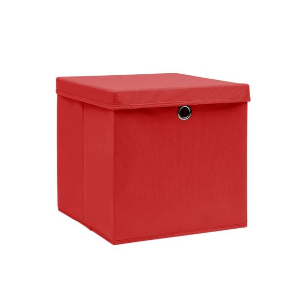 Кутии за съхранение с капаци 10 бр 28x28x28 см червени