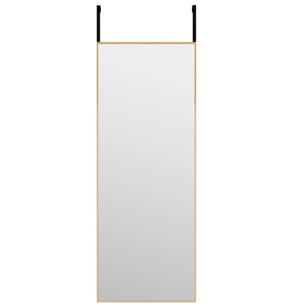 Огледало за врата, златисто, 30x80 см, стъкло и алуминий