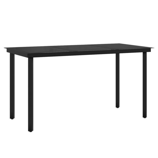 Градински трапезен комплект с възглавници 7 части черен