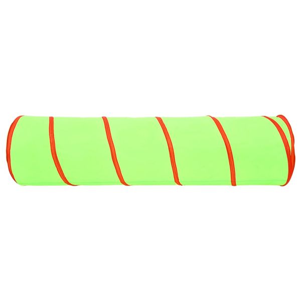 Детски тунел за игра с 250 топки, зелен, 175 см, полиестер