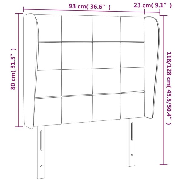 Горна табла за легло с уши, синя, 93x23x118/128 см, плат