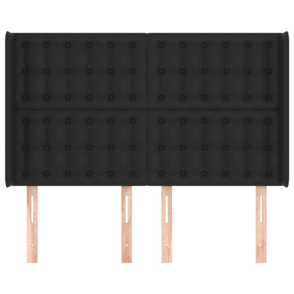 Горна табла с уши, черна, 147x16x118/128 см, изкуствена кожа
