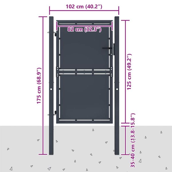 Градинска порта от стомана 100x125 см, антрацит