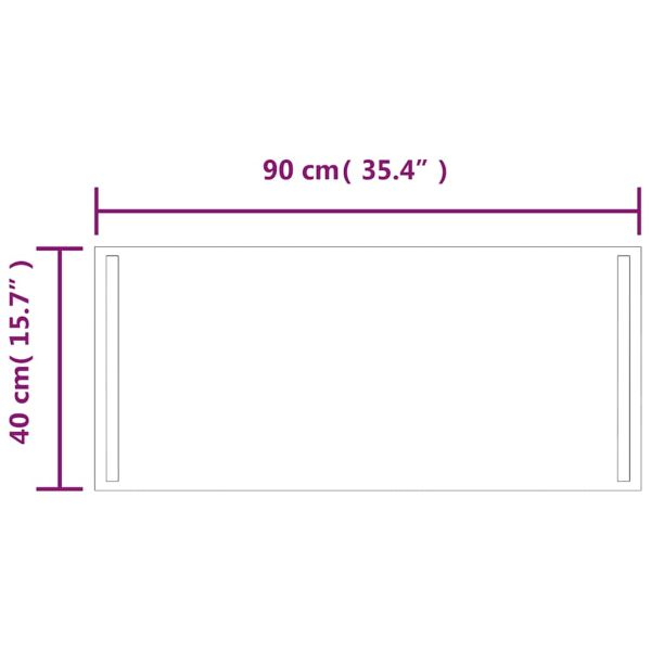LED огледало за баня, 90x40 см