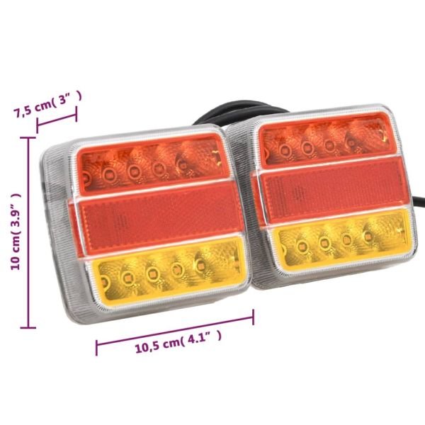 Светлини за ремарке 2 бр червени 10,5x7,5x10 см 12V LED крушка