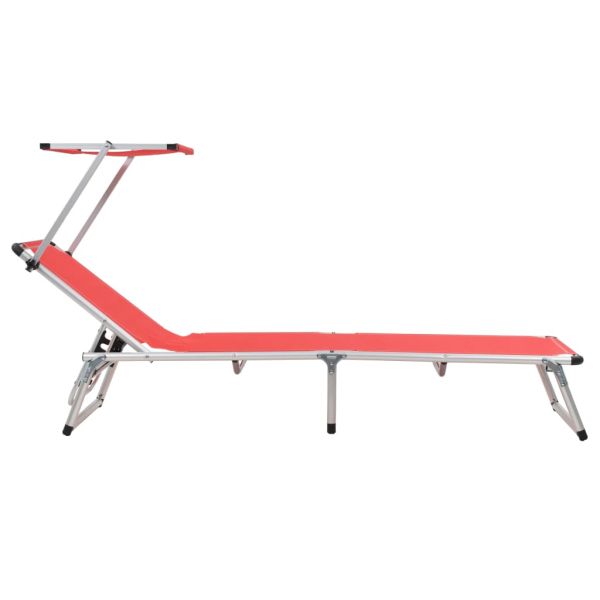 312459 Folding Sun Loungers with Roof 2 pcs Aluminium&Textilene Red