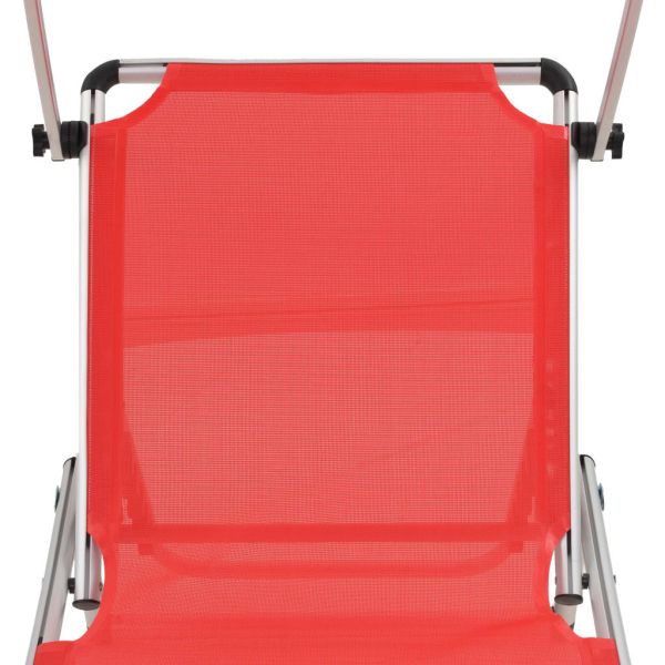 312459 Folding Sun Loungers with Roof 2 pcs Aluminium&Textilene Red