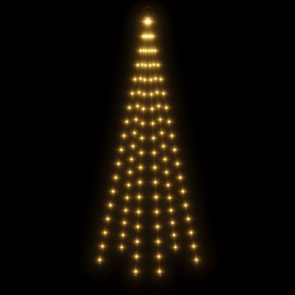 Коледна елха на флагщок, топло бяло, 108 LED, 180 см