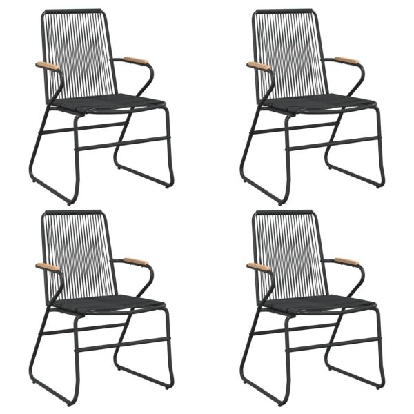 Градински столове, 4 бр, черни, 58x59x85,5 см, PVC ратан