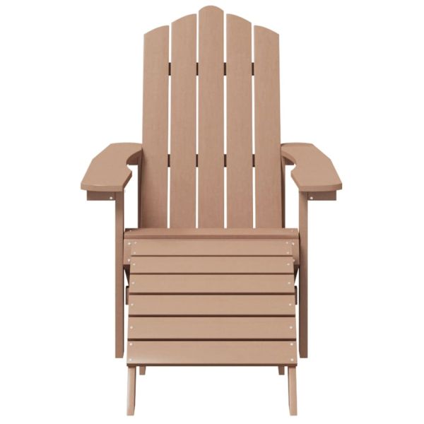 Градински стол Adirondack с табуретка, HDPE, кафяв
