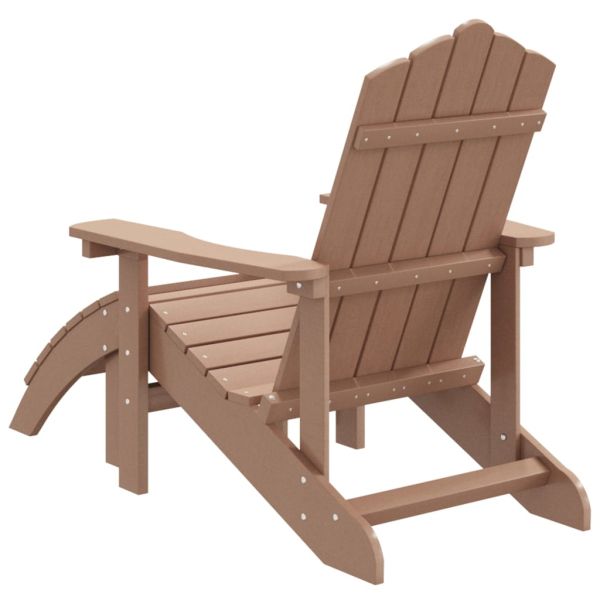 Градински стол Adirondack с табуретка, HDPE, кафяв