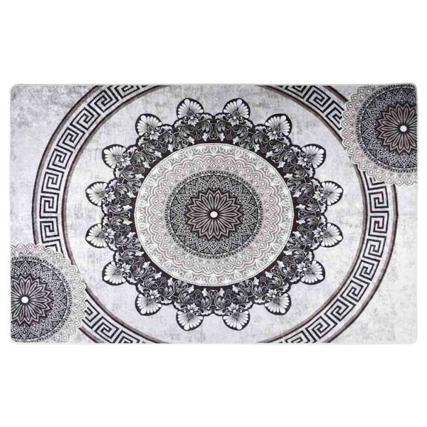 Килим, миещ се, 80x150 см, черно и сиво