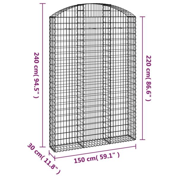 Дъговидна габионна кошница 150x30x220/240 см поцинковано желязо