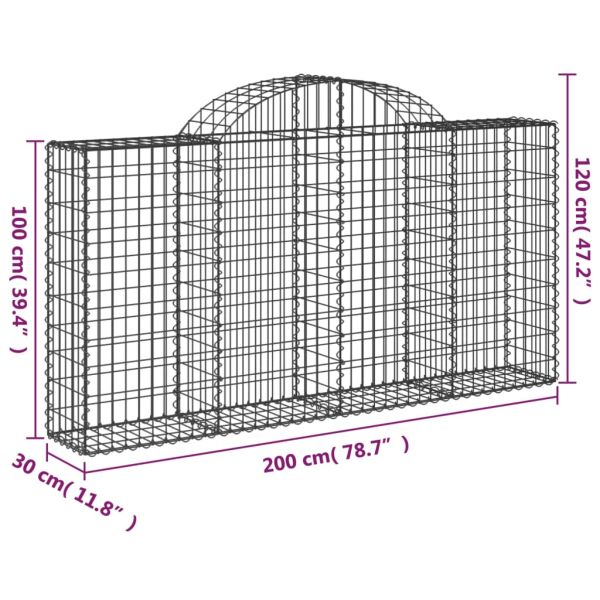 Дъговидна габионна кошница 200x30x100/120 см поцинковано желязо