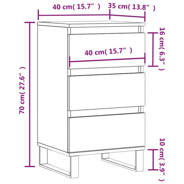 Бюфет опушен дъб 40x35x70 см инженерно дърво