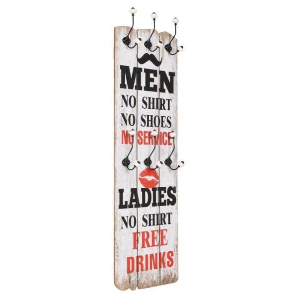 Закачалка за дрехи с 6 куки, 120х40 см, "MEN LADIES"
