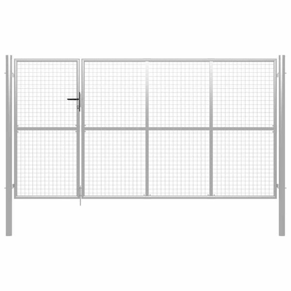 Градинска порта, стомана, 350x200 см, сребриста