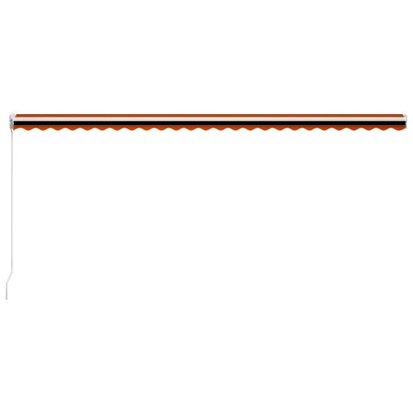 Ръчно прибиращ се сенник, 600x300 см, оранжево и кафяво