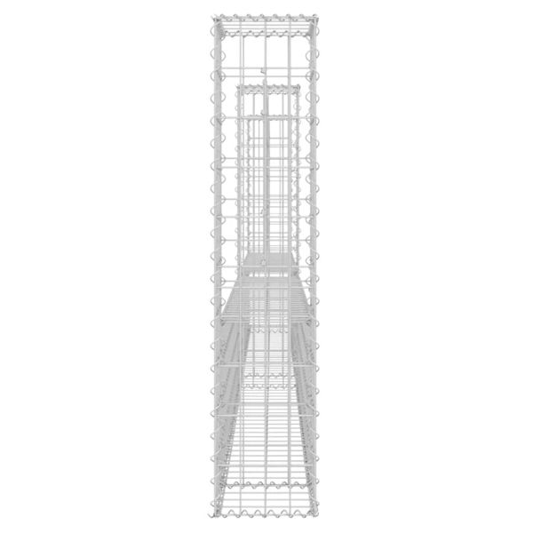 U-образна габионна кошница с 3 стълба, желязо, 260x20x100 см