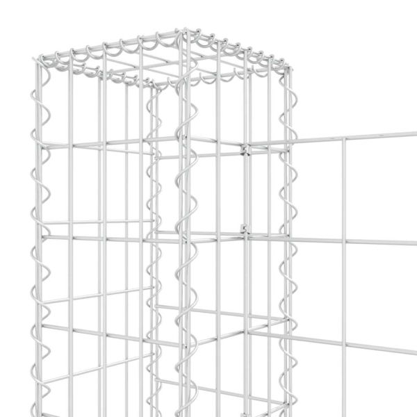 U-образна габионна кошница с 3 стълба, желязо, 260x20x100 см