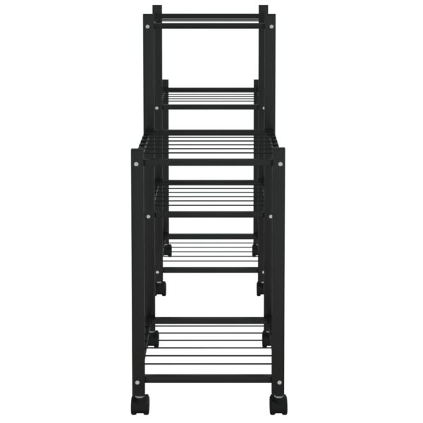 Стойка за цветя на колела 83x25x63,5 см черна желязо