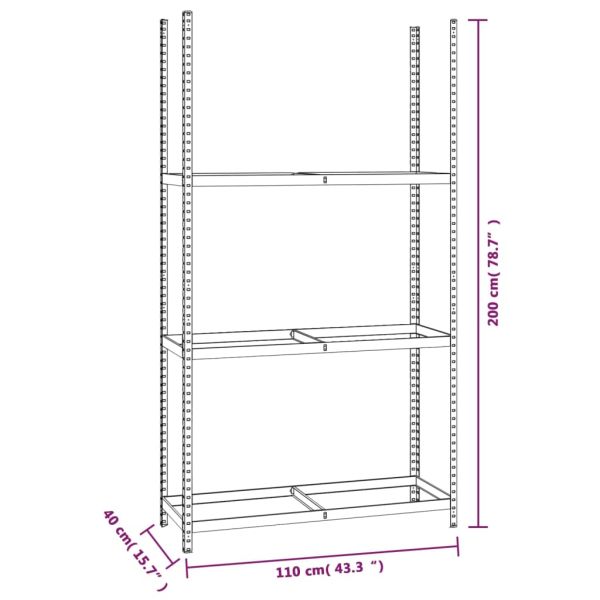 Стелаж за гуми с 2 рафта сребрист 110x40x200 см стомана