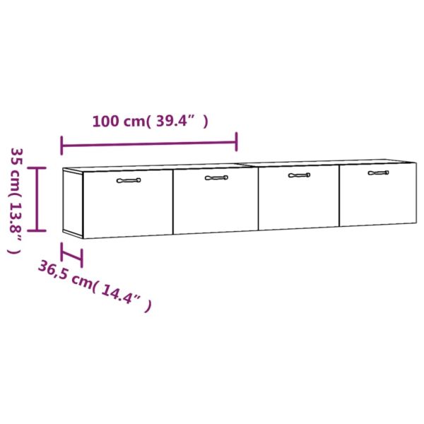 Стенни шкафове 2 бр сонома дъб 100x36,5x35 см инженерно дърво