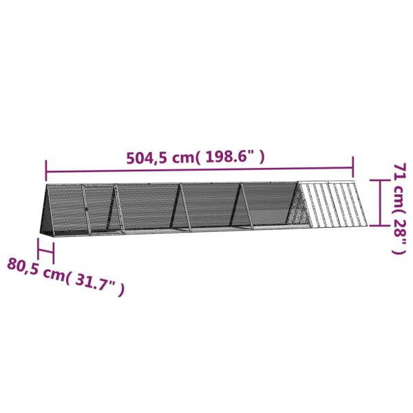 Клетка за зайци сива 504,5x80,5x71 см поцинкована стомана