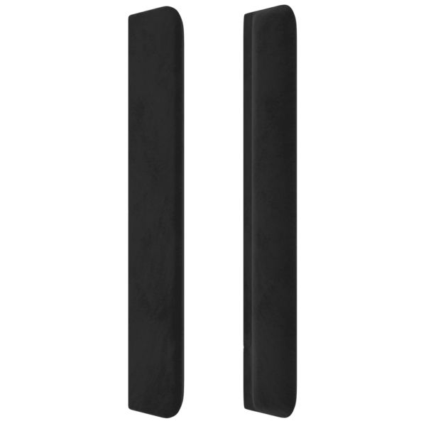 Горна табла за легло с уши, черна, 163x16x118/128 см, кадифе