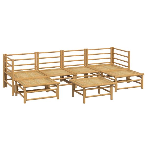 Градински лаундж комплект 7 части светлосиви възглавници бамбук