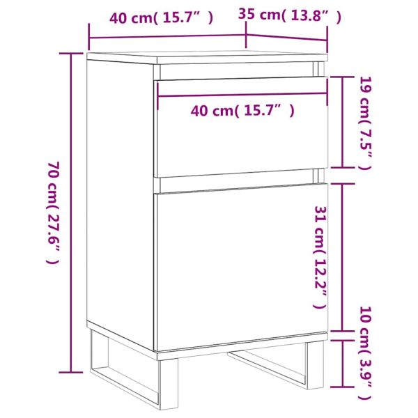 Бюфети 2 бр кафяв дъб 40x35x70 см инженерно дърво