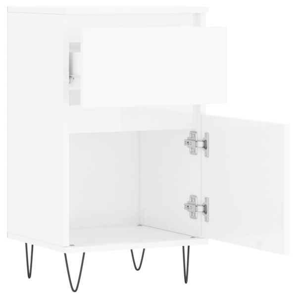 Бюфети 2 бр бял гланц 40x35x70 см инженерно дърво