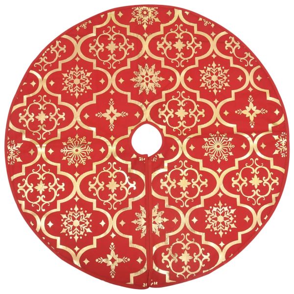 Луксозна коледна пола с чорап, червена, 150 см, плат