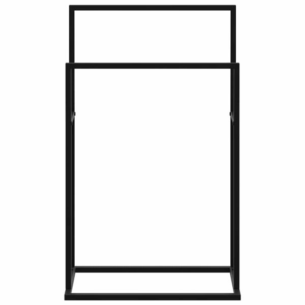 Свободностояща поставка за кърпи, черна, 48x24x78,5 см, желязо