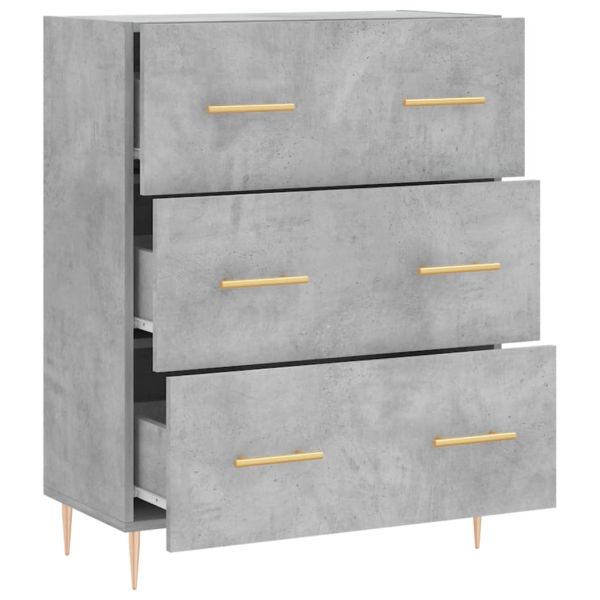 Сайдборд, бетонно сив, 69,5x34x90 см, инженерно дърво
