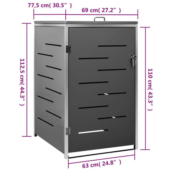 Единичен навес за кофа за смет 69x77,5x115 см инокс
