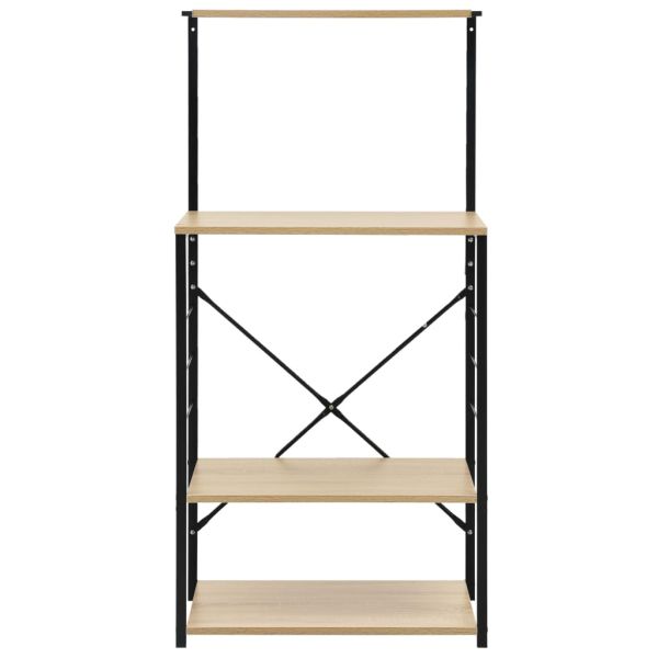 Шкаф за микровълнова черно и дъб 60x39,6x123 см инженерно дърво
