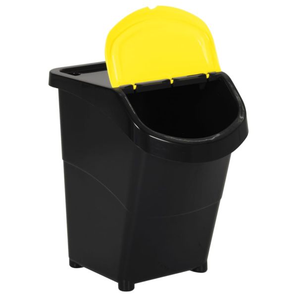 Стифиращи кошчета за отпадъци с капаци 3 бр черно PP 120 л