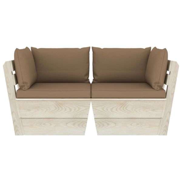 Градински 2-местен палетен диван възглавници импрегниран смърч