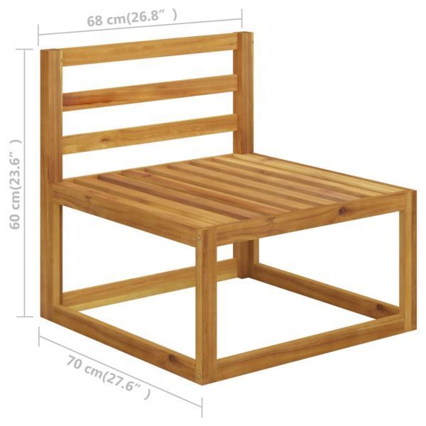 Градински комплект с кремави възглавници, 5 части, акация масив