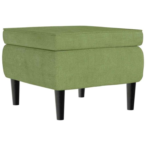 Фотьойл Wingback с табуретка, светлозелено, кадифе