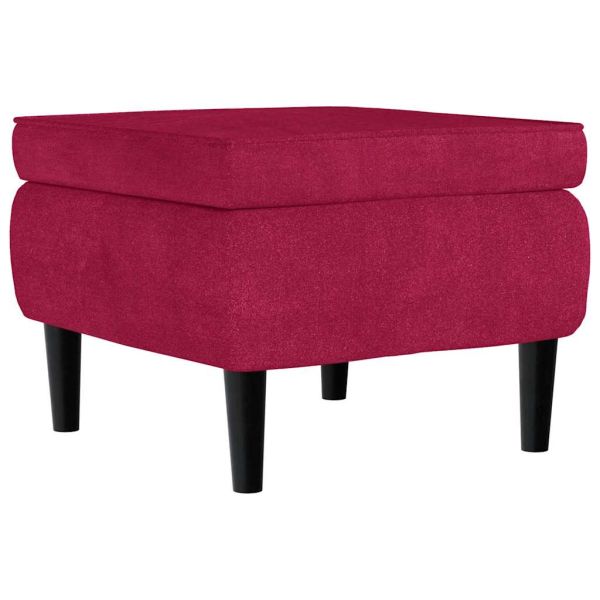 Фотьойл Wingback с табуретка, виненочервен, кадифе