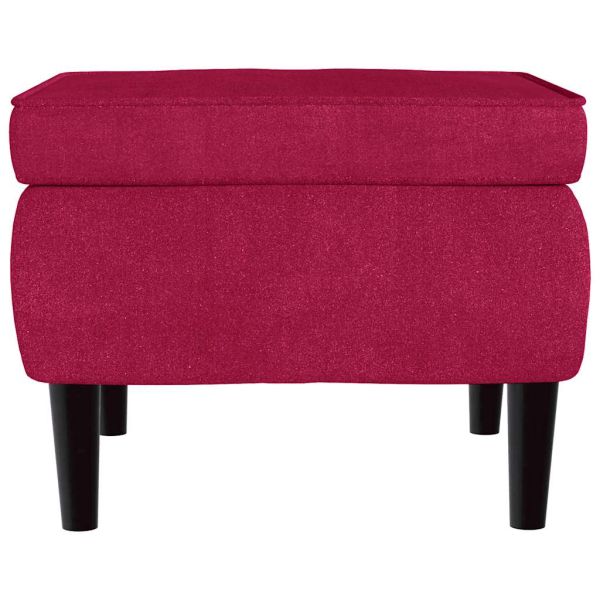 Фотьойл Wingback с табуретка, виненочервен, кадифе